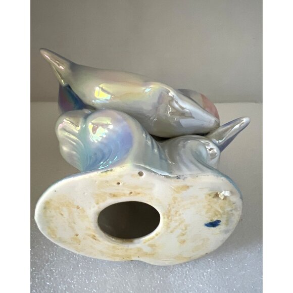 Ceramic Dolphins Porpoises Iridescent Playing Nautical  BeachHouse  '80s - Picture 8 of 9